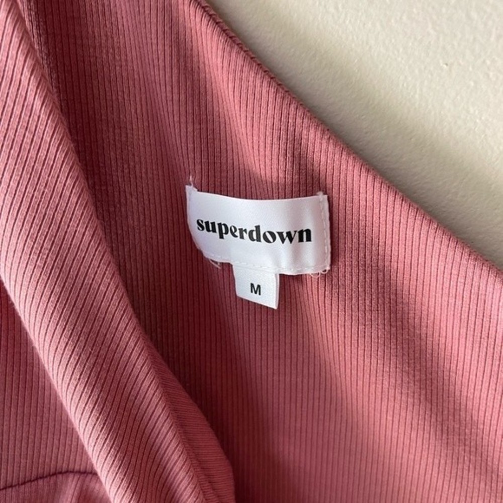 Superdown Alexandra One Shoulder Mini Dress Cut Out Ribbed Bodycon Pink Medium - Picture 5 of 5